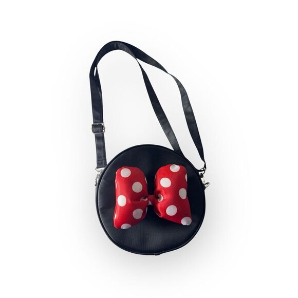 Disney Minnie Mouse Black 3D Plush Polka Dot Bow Crossbody Purse NWT - Picture 8 of 8